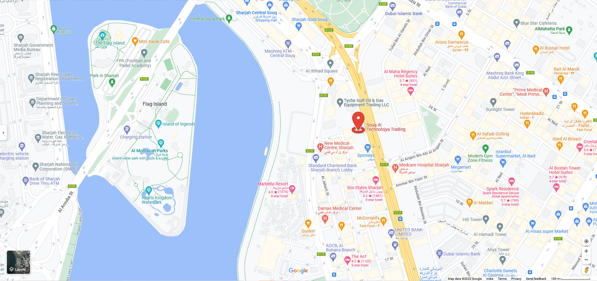 Map with directions to Souq Al Techolojya